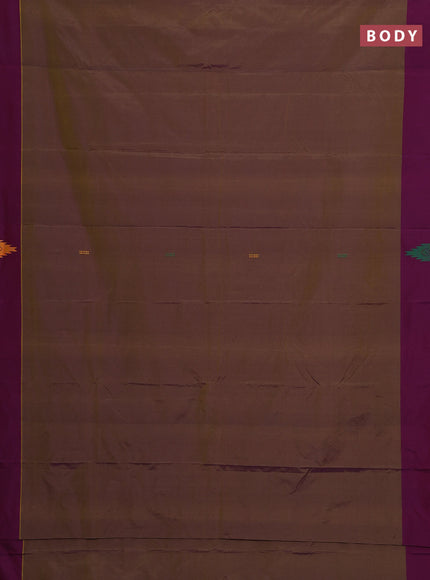 Arani semi silk saree dual shade of sap green and green with thread woven buttas and thread woven butta border