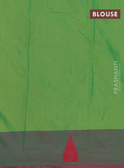 Arani semi silk saree dual shade of sap green and green with thread woven buttas and thread woven butta border