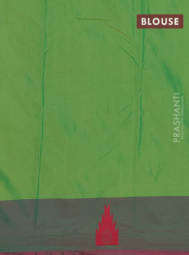 Arani semi silk saree dual shade of sap green and green with thread woven buttas and thread woven butta border