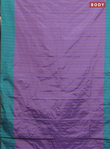 Arani semi silk saree lavender and teal green with allover silver & copper zari weaves and zari woven border