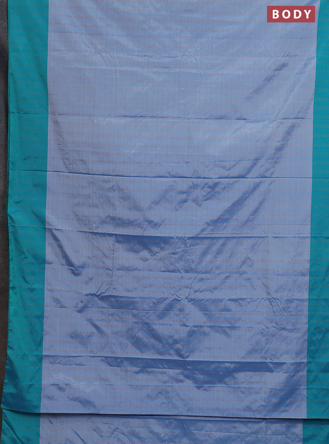 Arani semi silk saree pastel blue and teal blue with allover silver & copper zari weaves and zari woven border