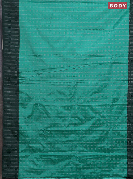 Arani semi silk saree teal green and dark green with allover silver & copper zari weaves and zari woven border