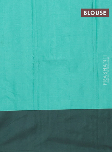 Arani semi silk saree teal green and dark green with allover silver & copper zari weaves and zari woven border
