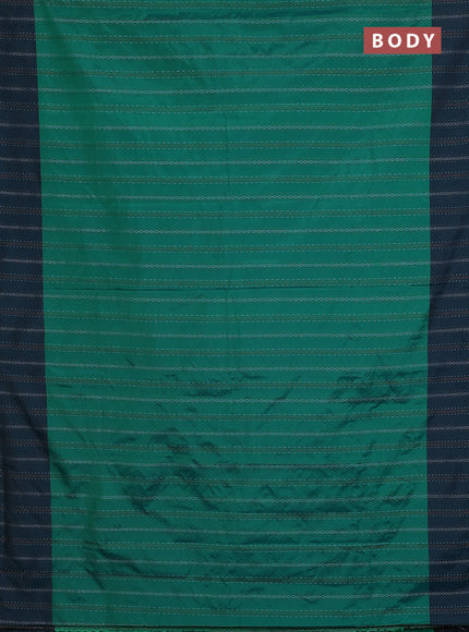 Arani semi silk saree green and peacock blue with allover silver & copper zari weaves and zari woven border