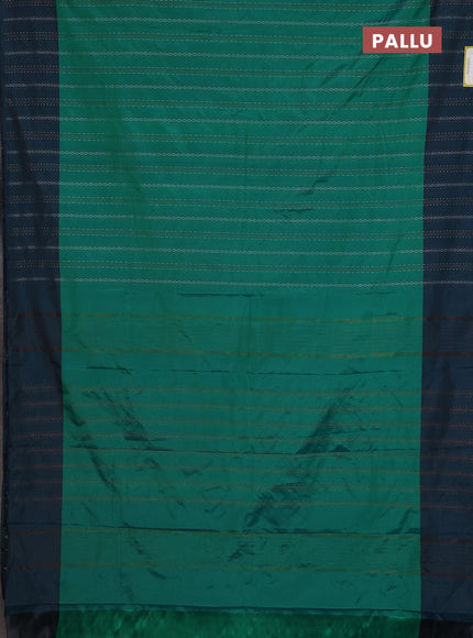 Arani semi silk saree green and peacock blue with allover silver & copper zari weaves and zari woven border