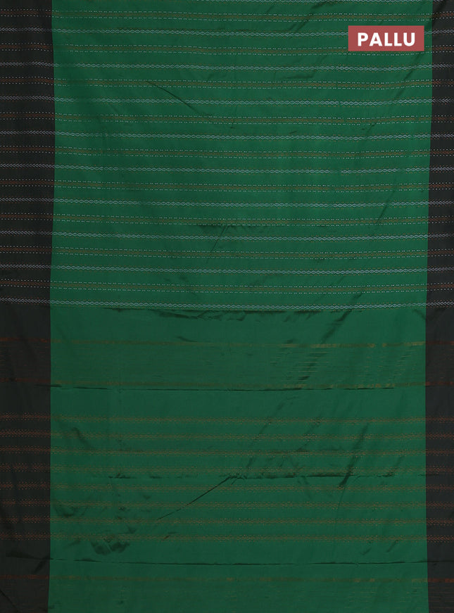 Arani semi silk saree green and dark sap green with allover silver & copper zari weaves and zari woven border