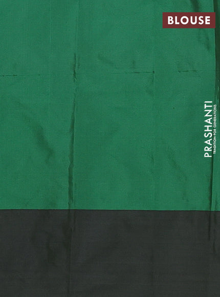 Arani semi silk saree green and dark sap green with allover silver & copper zari weaves and zari woven border