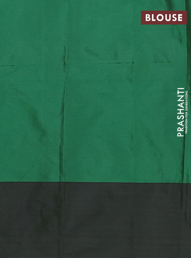 Arani semi silk saree green and dark sap green with allover silver & copper zari weaves and zari woven border