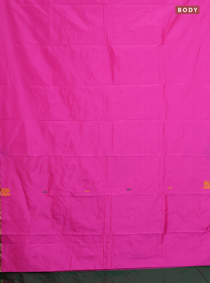 Arani semi silk saree pink and dual shade of green with thread woven buttas and thread woven butta border