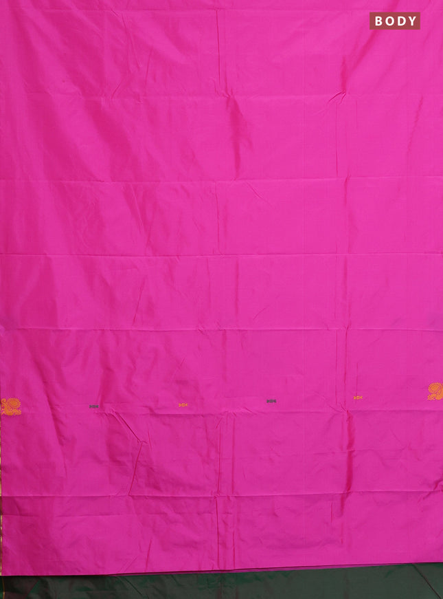 Arani semi silk saree pink and dual shade of green with thread woven buttas and thread woven butta border