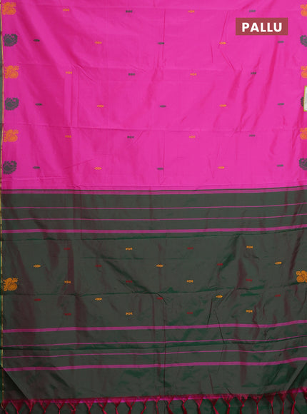 Arani semi silk saree pink and dual shade of green with thread woven buttas and thread woven butta border