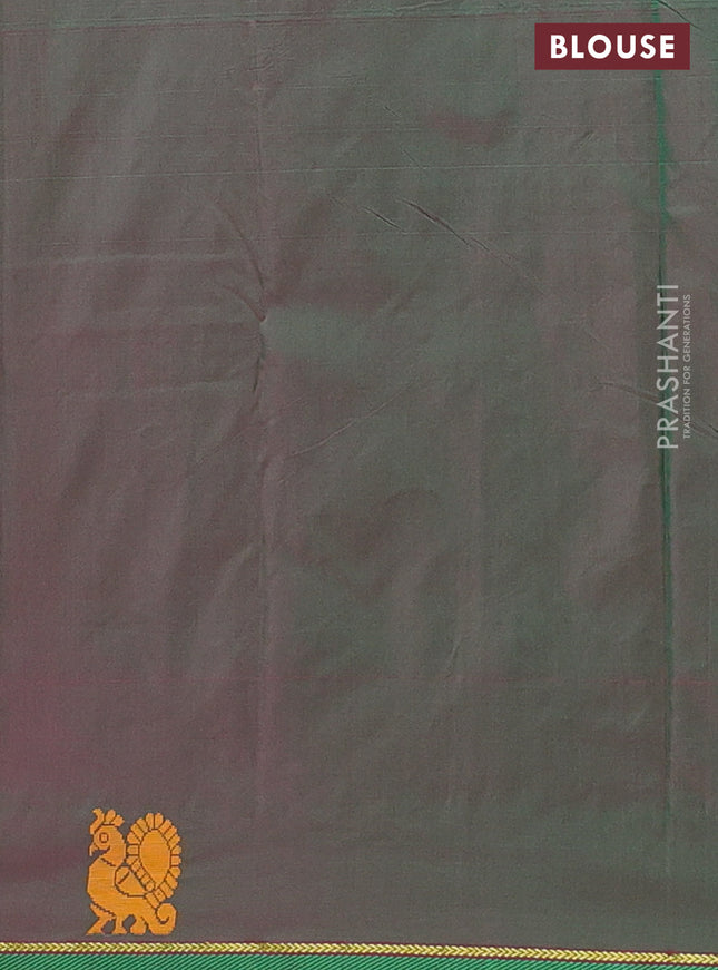 Arani semi silk saree pink and dual shade of green with thread woven buttas and thread woven butta border