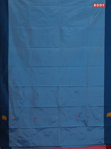 Arani semi silk saree blue shade and dual shade of maroon with thread woven buttas and thread woven butta border