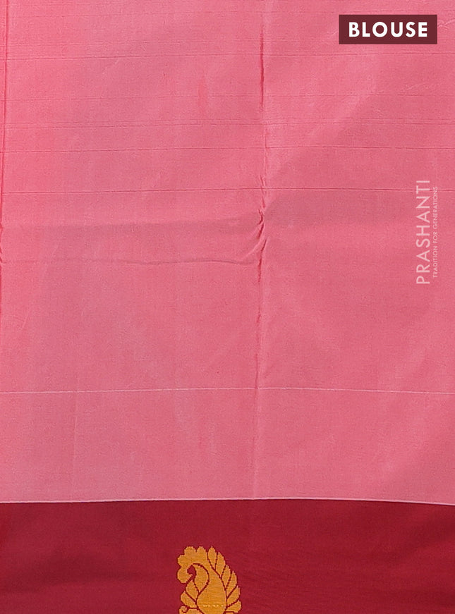 Arani semi silk saree blue shade and dual shade of maroon with thread woven buttas and thread woven butta border