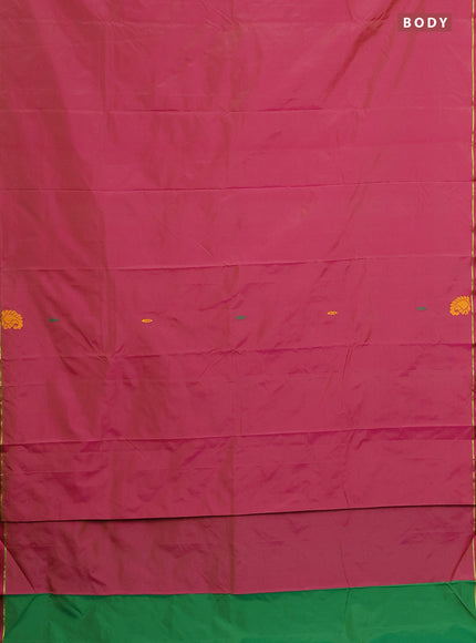 Arani semi silk saree dual shade of pink and green with thread woven buttas and thread woven butta border