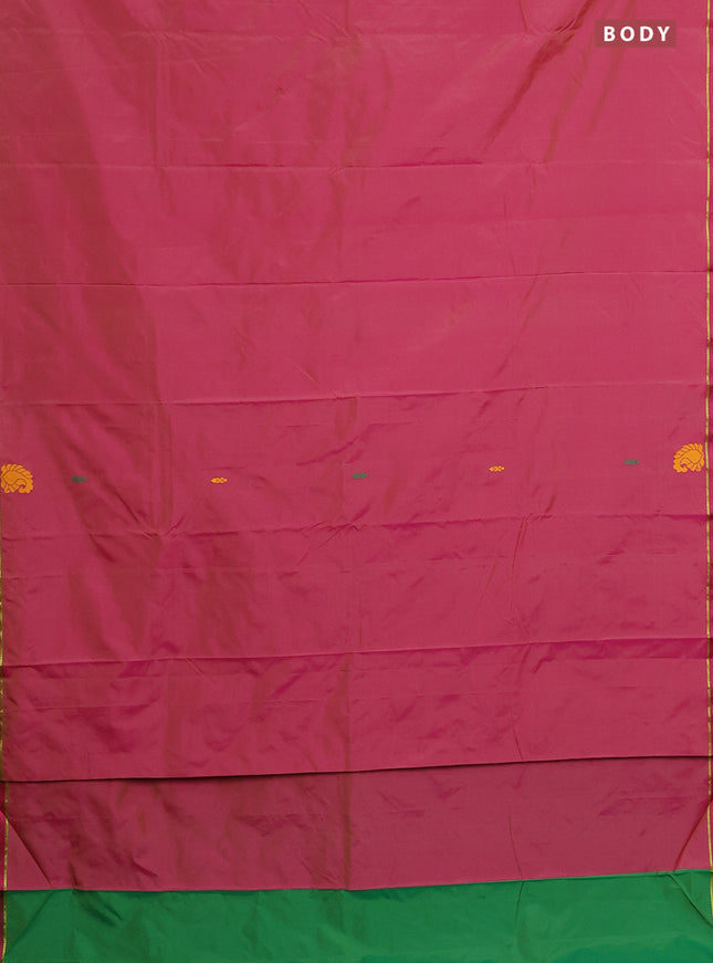 Arani semi silk saree dual shade of pink and green with thread woven buttas and thread woven butta border