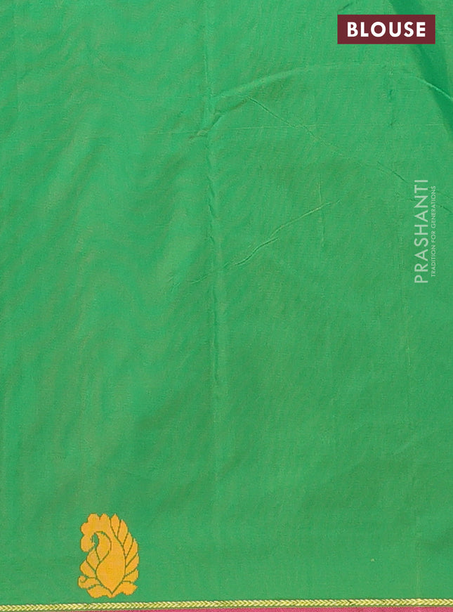 Arani semi silk saree dual shade of pink and green with thread woven buttas and thread woven butta border