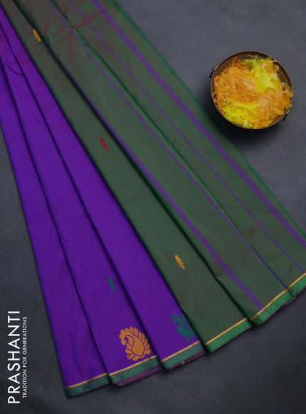 Arani semi silk saree pink and dual shade of green with thread woven buttas and thread woven butta border