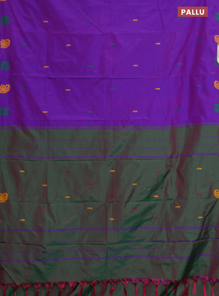 Arani semi silk saree pink and dual shade of green with thread woven buttas and thread woven butta border