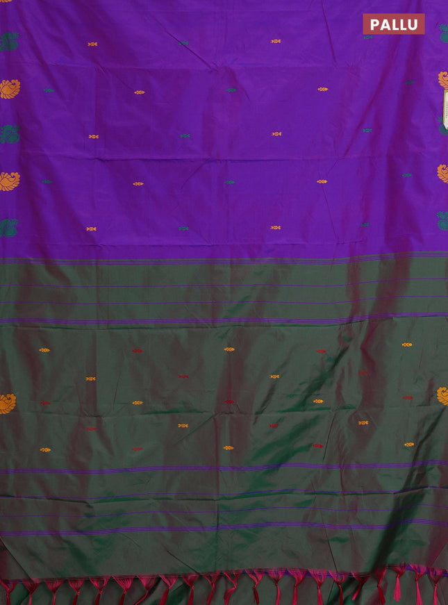 Arani semi silk saree pink and dual shade of green with thread woven buttas and thread woven butta border