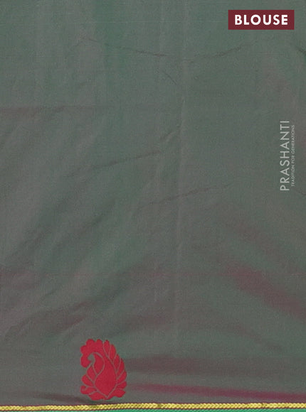 Arani semi silk saree pink and dual shade of green with thread woven buttas and thread woven butta border