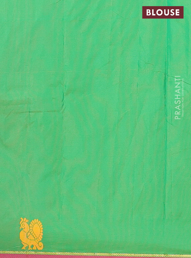 Arani semi silk saree light pink and green with thread woven buttas and thread woven butta border