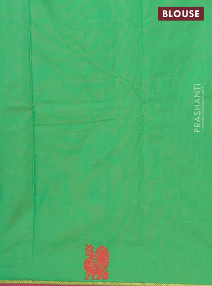 Arani semi silk saree dual shade of greenish violet and green with thread woven buttas and thread woven butta border