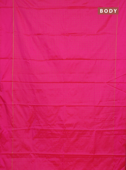 Arani semi silk saree candy pink with allover zari checked pattern and zari woven simple border