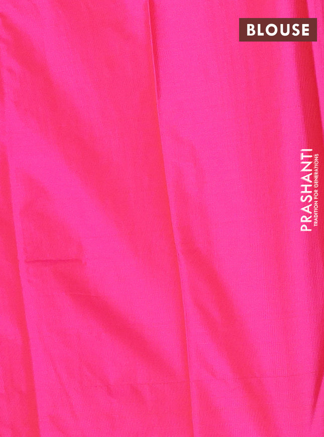 Arani semi silk saree candy pink with allover zari checked pattern and zari woven simple border