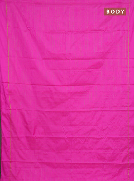 Arani semi silk saree pink with allover zari checked pattern and zari woven simple border