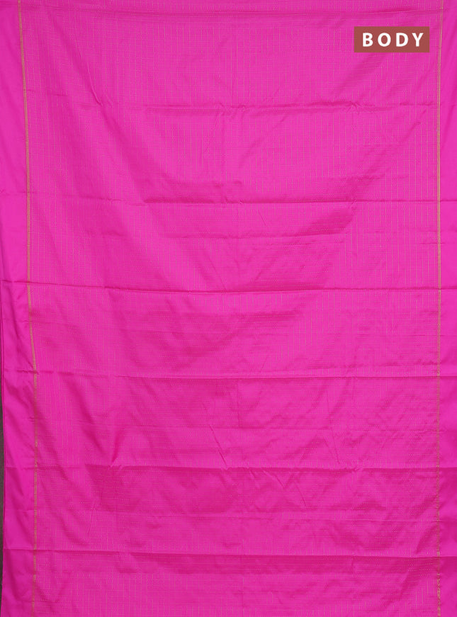 Arani semi silk saree pink with allover zari checked pattern and zari woven simple border