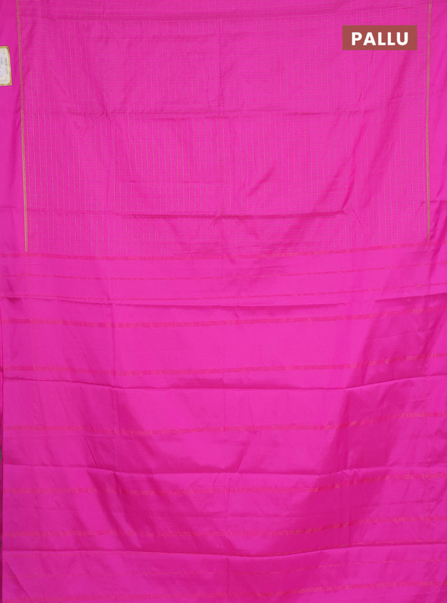 Arani semi silk saree pink with allover zari checked pattern and zari woven simple border