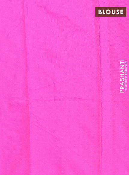 Arani semi silk saree pink with allover zari checked pattern and zari woven simple border