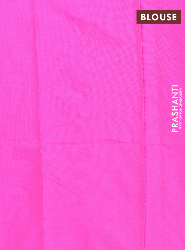 Arani semi silk saree pink with allover zari checked pattern and zari woven simple border