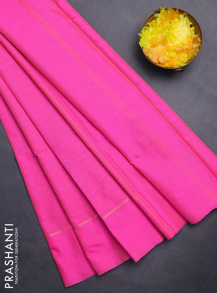 Arani semi silk saree pink with allover zari checked pattern and zari woven simple border
