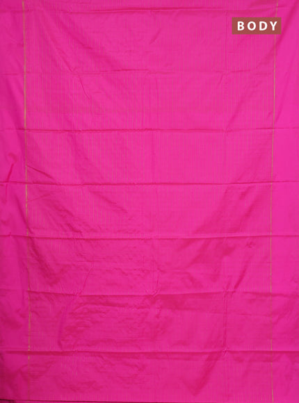 Arani semi silk saree pink with allover zari checked pattern and zari woven simple border