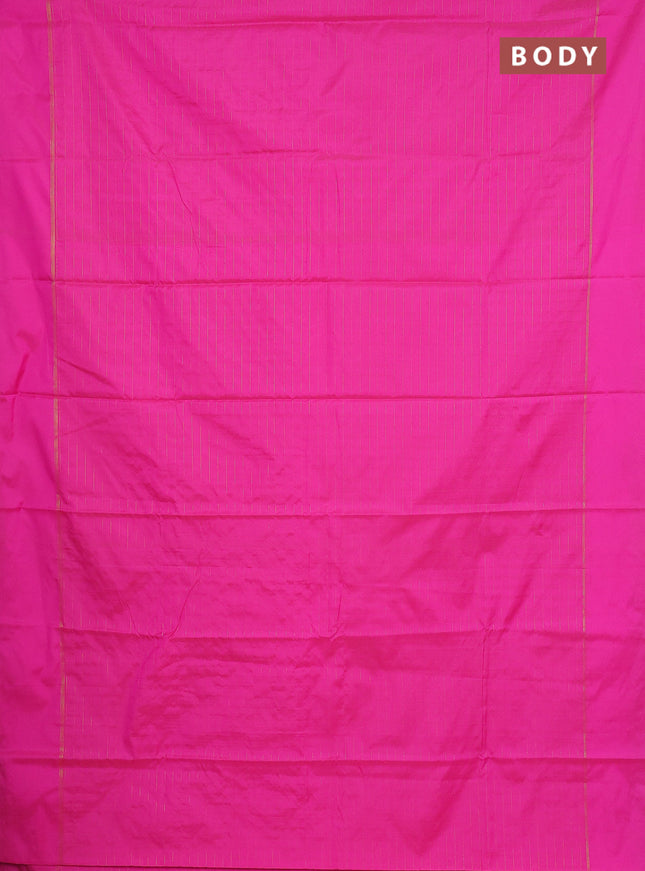 Arani semi silk saree pink with allover zari checked pattern and zari woven simple border