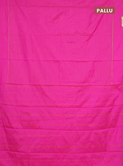 Arani semi silk saree pink with allover zari checked pattern and zari woven simple border