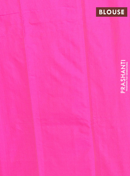 Arani semi silk saree pink with allover zari checked pattern and zari woven simple border