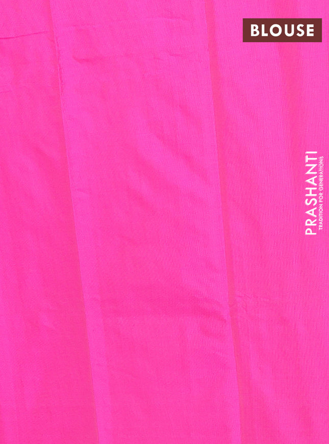 Arani semi silk saree pink with allover zari checked pattern and zari woven simple border