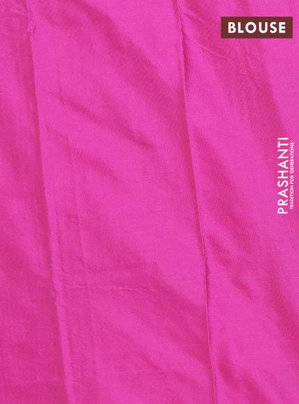Arani semi silk saree magenta pink with allover zari checked pattern and zari woven simple border