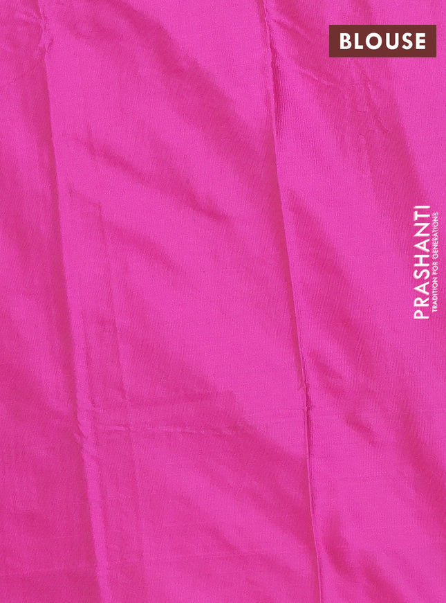 Arani semi silk saree magenta pink with allover zari checked pattern and zari woven simple border