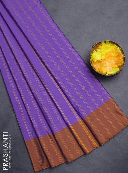 Arani semi silk saree violet and dark mustard with allover zari weaves and zari woven border