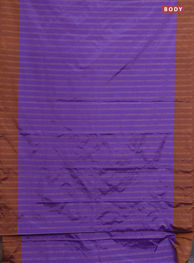 Arani semi silk saree violet and dark mustard with allover zari weaves and zari woven border