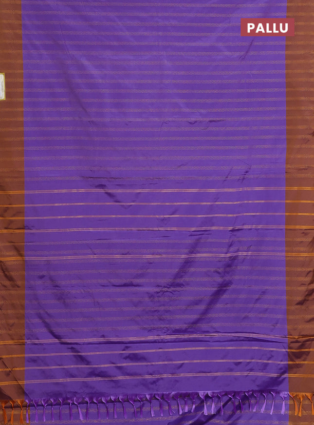 Arani semi silk saree violet and dark mustard with allover zari weaves and zari woven border