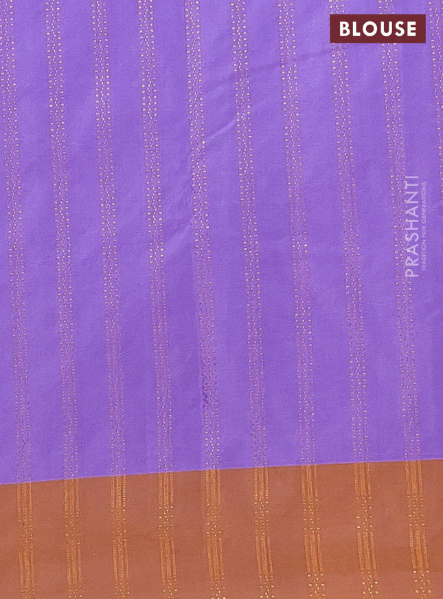 Arani semi silk saree violet and dark mustard with allover zari weaves and zari woven border