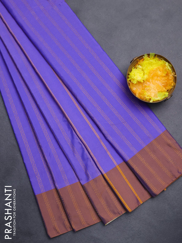 Arani semi silk saree blue and dark mustard with allover zari weaves and zari woven border