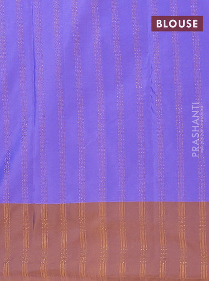 Arani semi silk saree blue and dark mustard with allover zari weaves and zari woven border