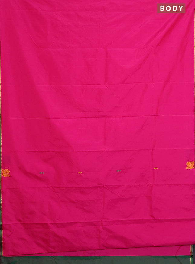 Arani semi silk saree pink with thread woven buttas and thread woven butta border