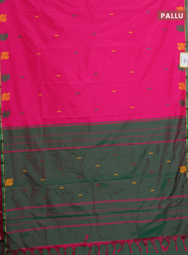 Arani semi silk saree pink with thread woven buttas and thread woven butta border